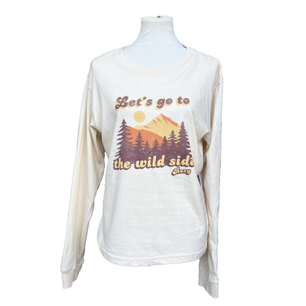 Roxy Perfect Hike Long-Sleeve Relaxed Oversized Tee Top T-shirt Size L / 12
